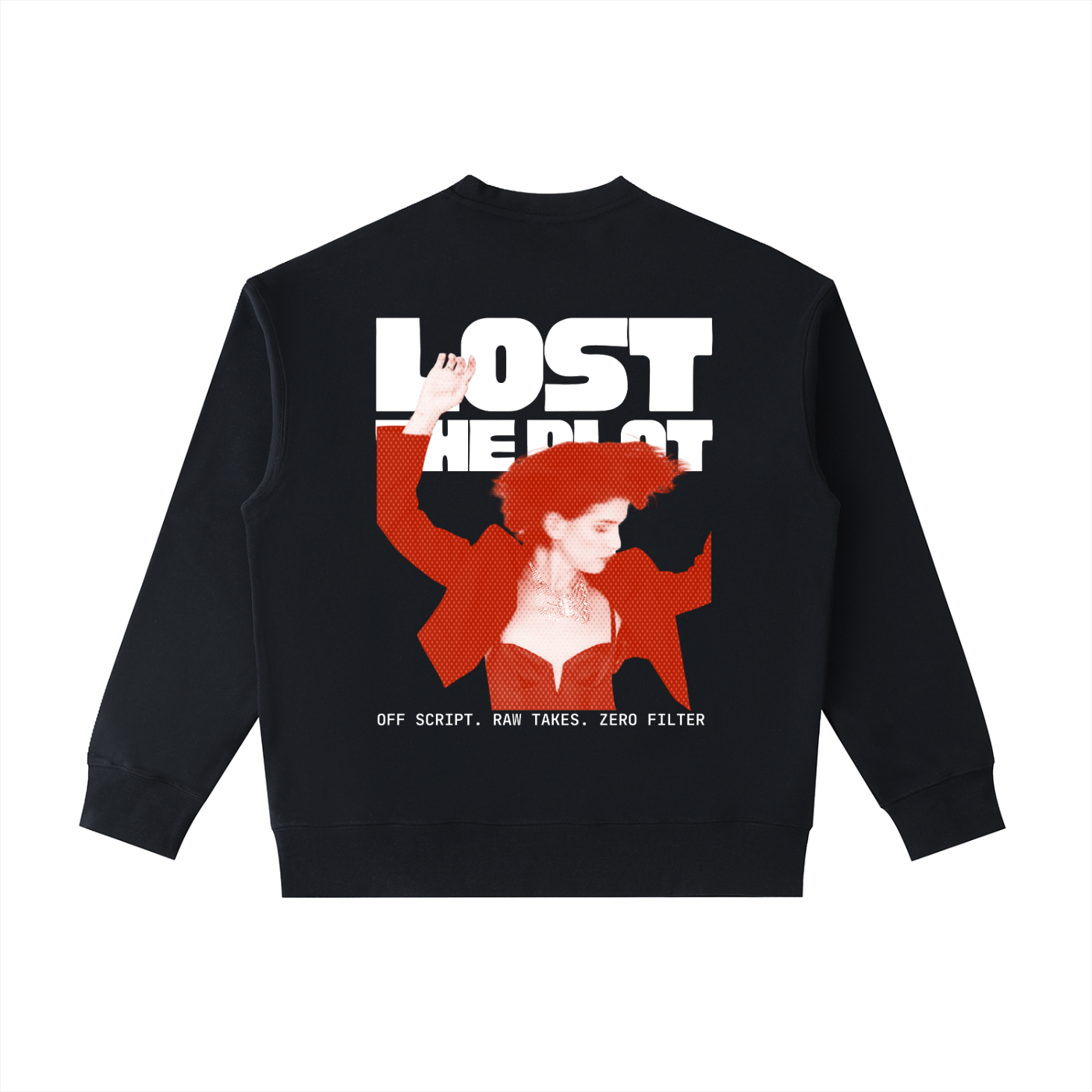 Lost the Plot Patch Pocket Black Crewneck Sweatshirt