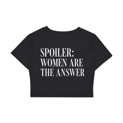 Women are the Answer Fitted Crop Black Tee
