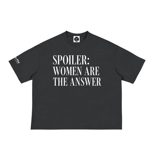Women are the Answer Classic Loose Boxy Black Tee
